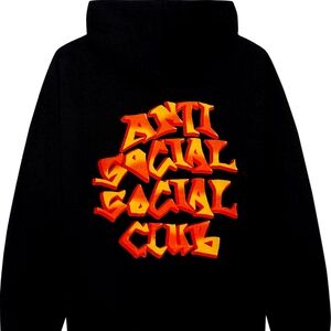 XL Anti Social Social Club Hoodie Black/Orange